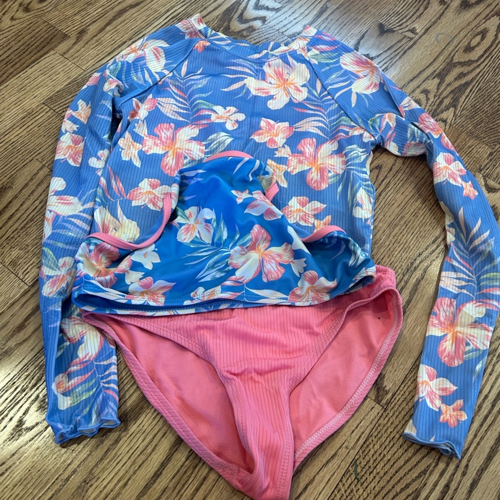 Wonder Nation girls 3 piece swim suit size 10/12